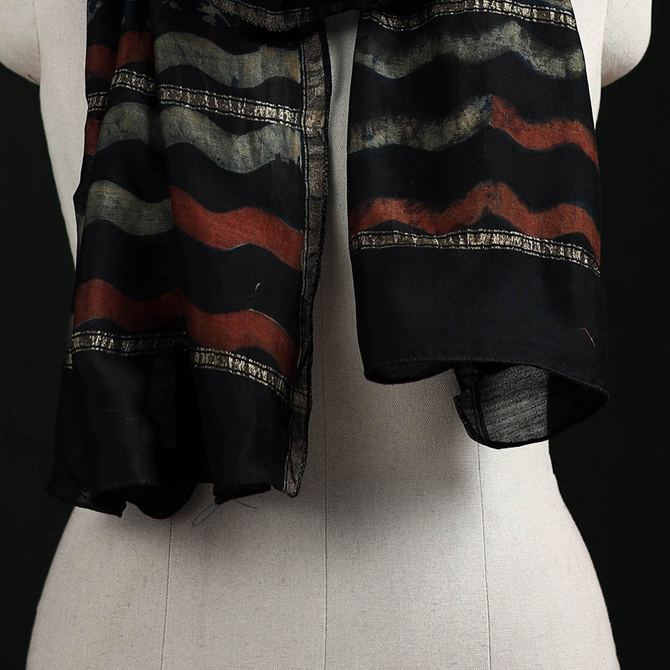 Akola Hand Block Print Chanderi Silk Handloom Stole 11