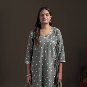 Gota Work Bandhani Tie-Dye Cotton A-Line Long Kurta for Women 13