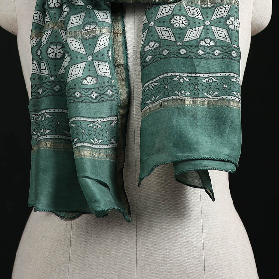 Akola Hand Block Print Chanderi Silk Handloom Stole 13