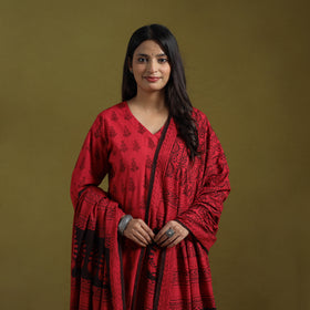 Natural Dyed Hand Block Bagh Print Cotton Suit Set with Dupatta for Women 21