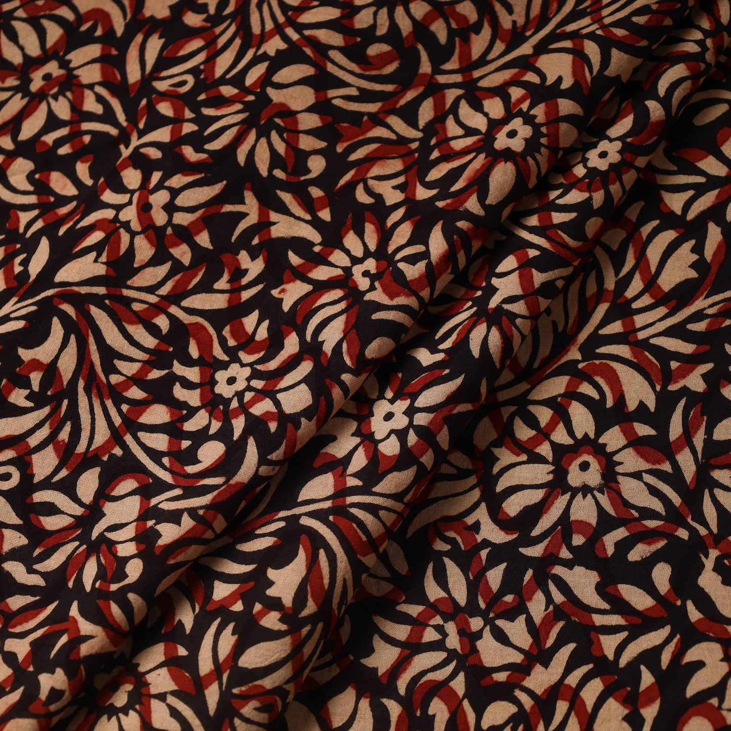 Red Hand Block Print Cotton Ajrakh Fabric