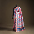 Bagh Indigo Hand Block Print Natural Dyed Dola Silk Zari Work Saree 04