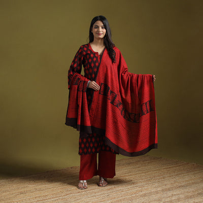 Natural Dyed Hand Block Bagh Print Cotton Suit Set with Dupatta for Women 04