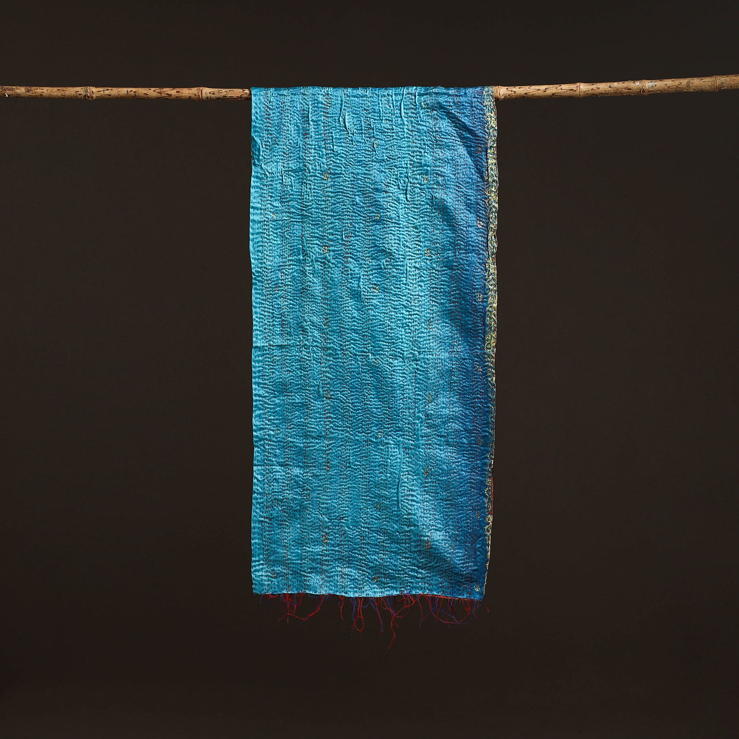 Patchwork Reversible Silk Bengal Hand Kantha Stitch Stole 81