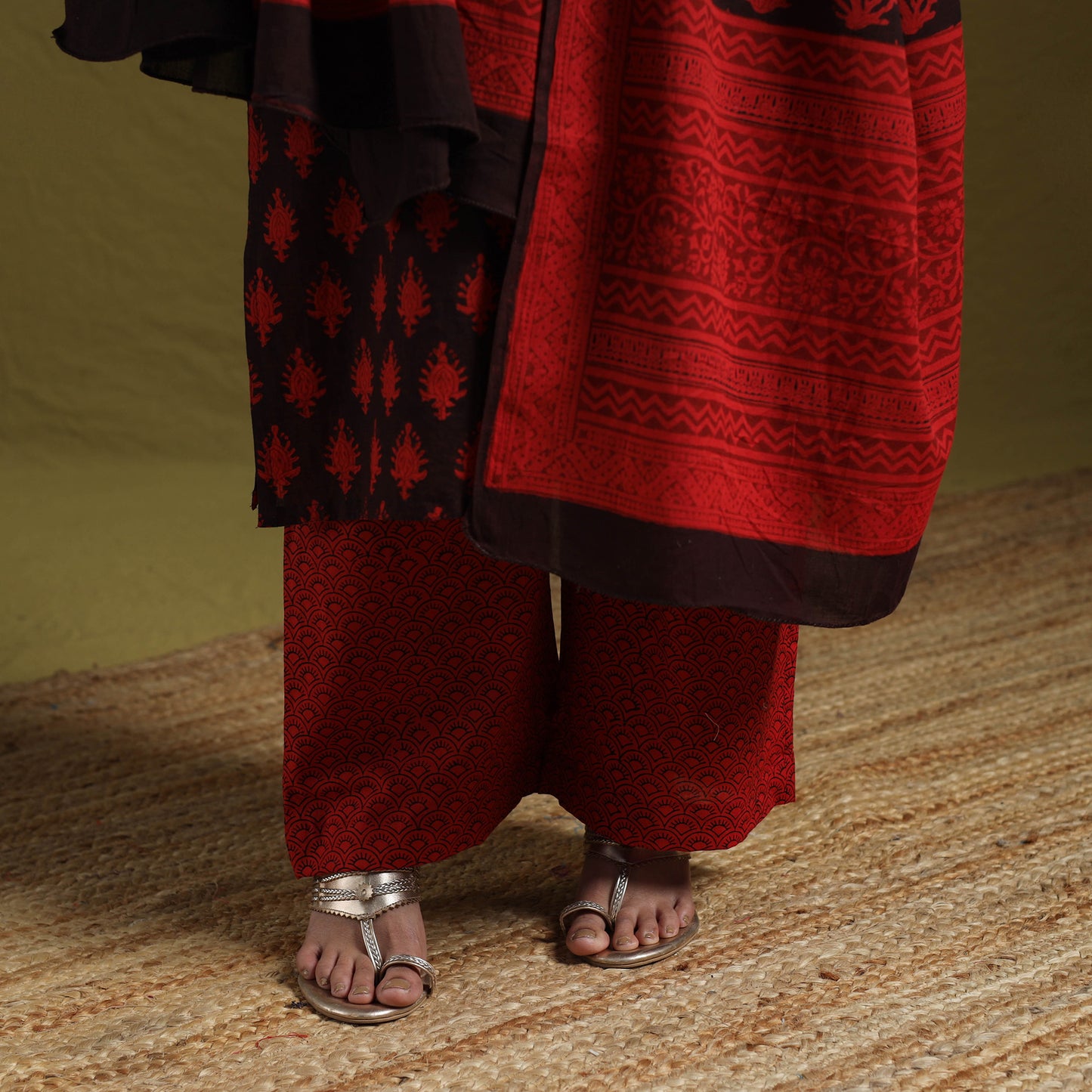 Natural Dyed Hand Block Bagh Print Cotton Suit Set with Dupatta for Women 04