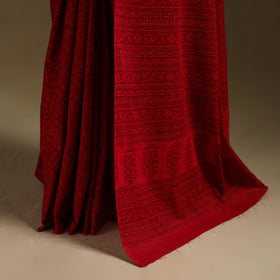 Red - Gamthi Hand Block Print Pure Mul Cotton Saree with Blouse Piece 21