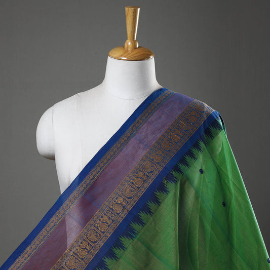 Green - Kanchipuram Cotton Buti Fabric with Thread Border 41