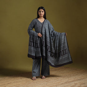 Natural Dyed Hand Block Bagh Print Cotton Suit Set with Dupatta for Women 18