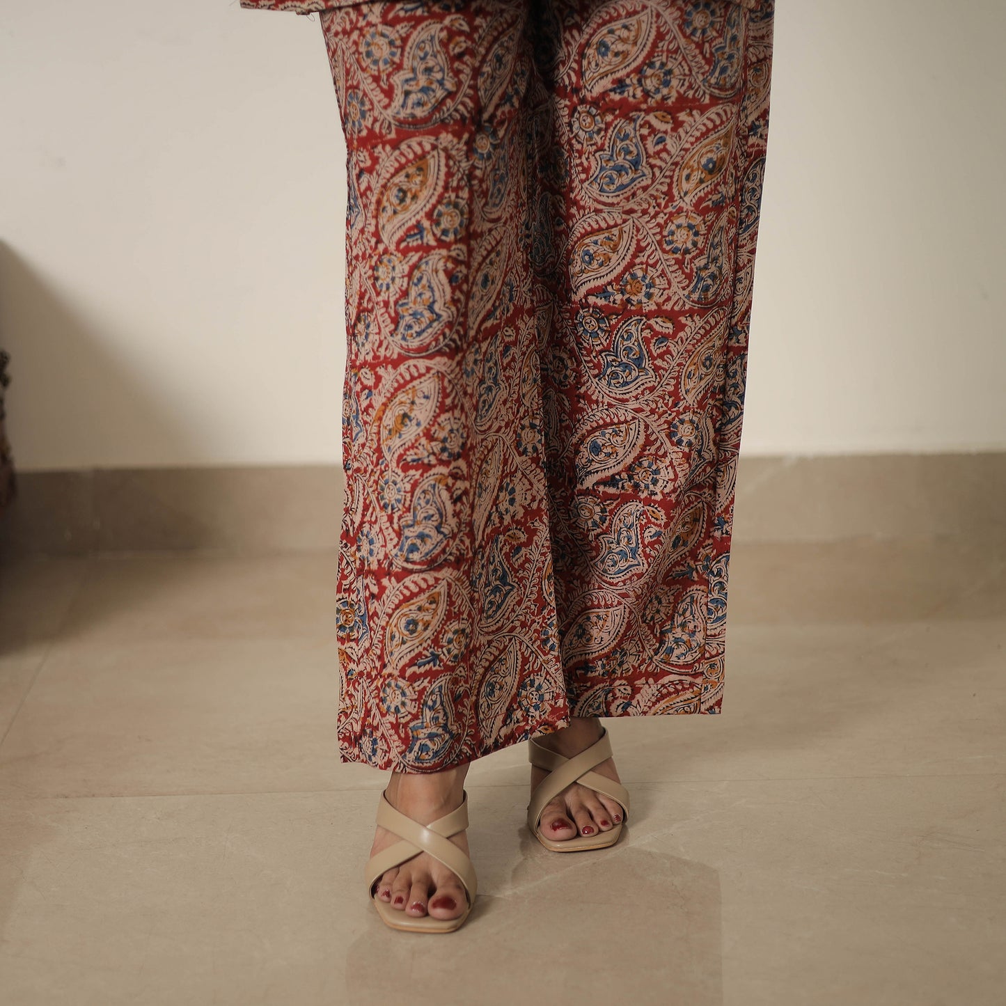 Red - Block Printed Cotton Kalamkari Co-ord Set 08