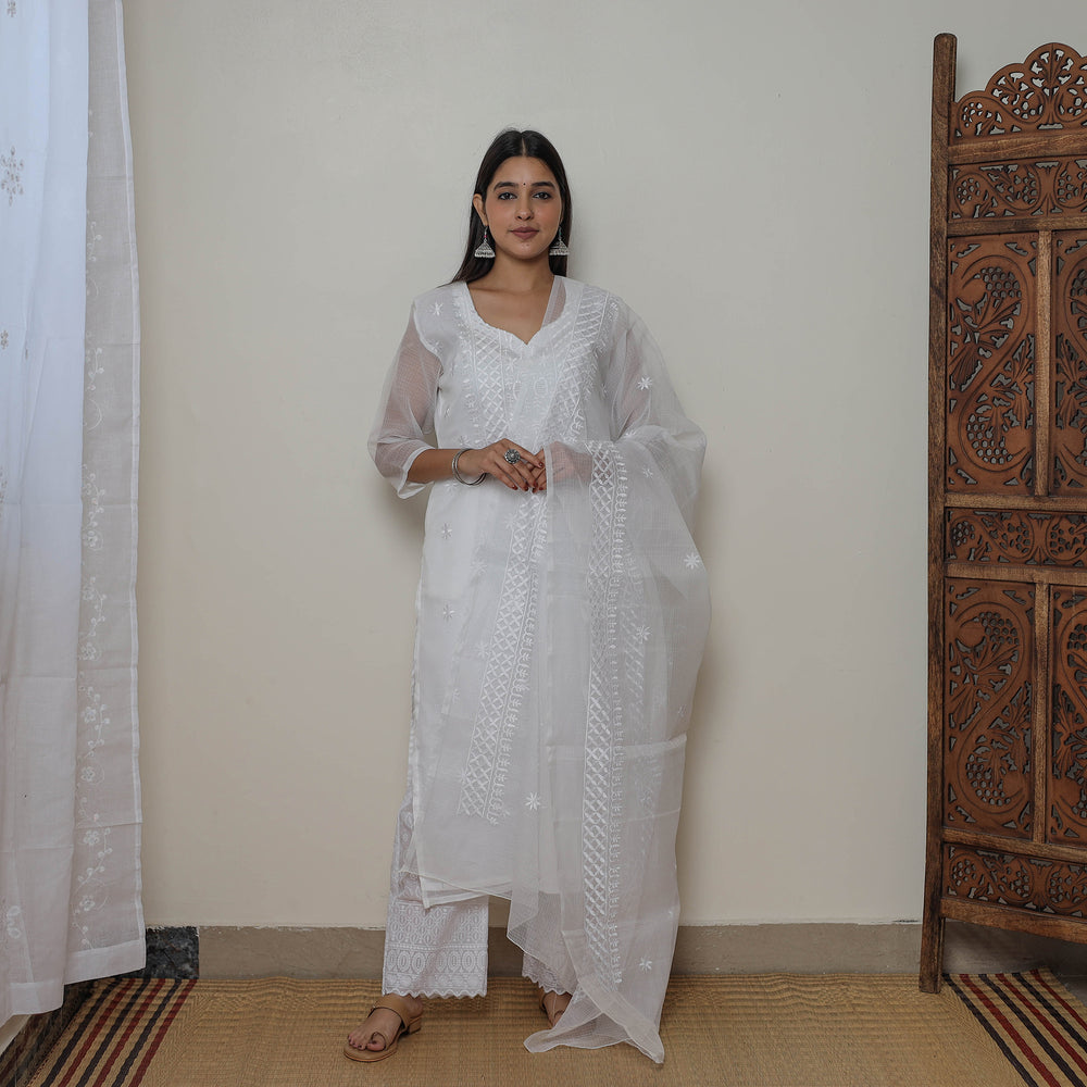 Kota Doria Kurta Suit Set