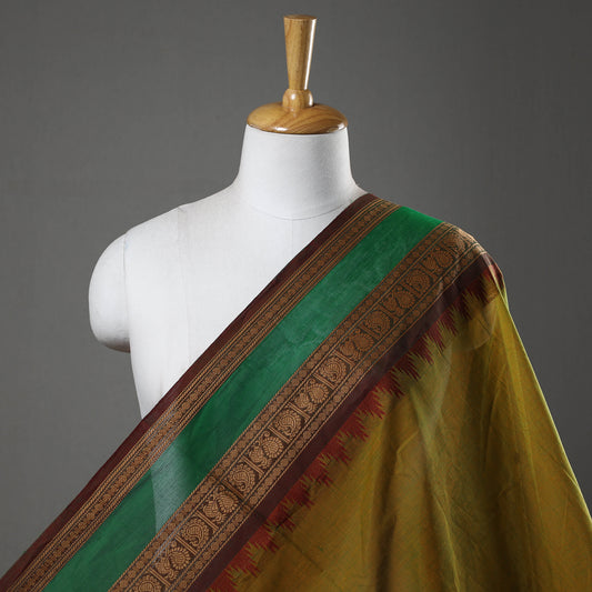 Yellow - Kanchipuram Cotton Buti Fabric with Thread Border 40
