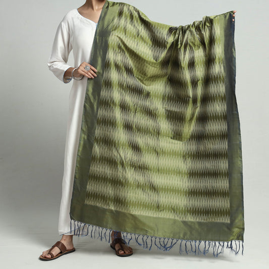 Green - Pochampally Ikat Weave Pure Silk Handloom Dupatta