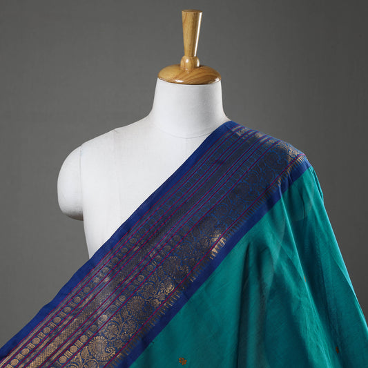 Green - Kanchipuram Cotton Buti Fabric with Zari Border 39