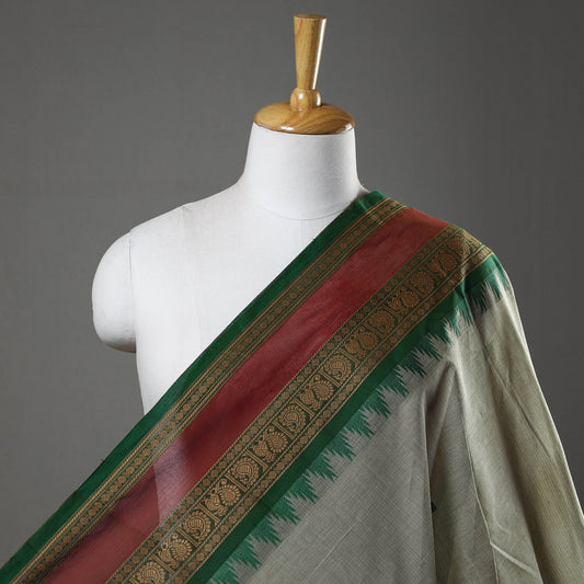 Beige - Kanchipuram Cotton Buti Fabric with Thread Border 38