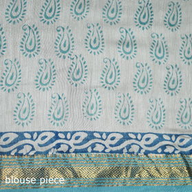 Bagh Hand Block Print Natural Dyed Maheshwari Silk Zari Border Saree 06