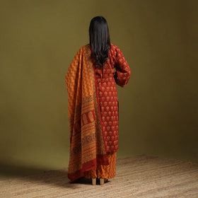 Natural Dyed Hand Block Bagh Print Cotton Suit Set with Dupatta for Women 01