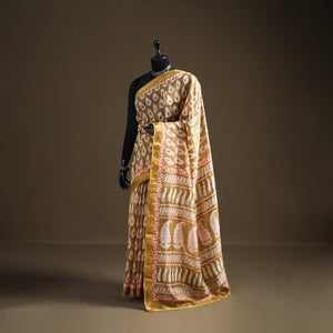 Bagh Hand Block Print Natural Dyed Maheshwari Silk Zari Border Saree 08