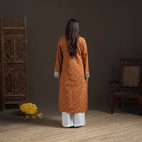 Gota Mirror Work Bandhani Tie-Dye Cotton Straight Long Kurta for Women 11