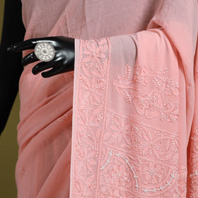 Pink - mukaish hand embroidered georgette heavy beadwork