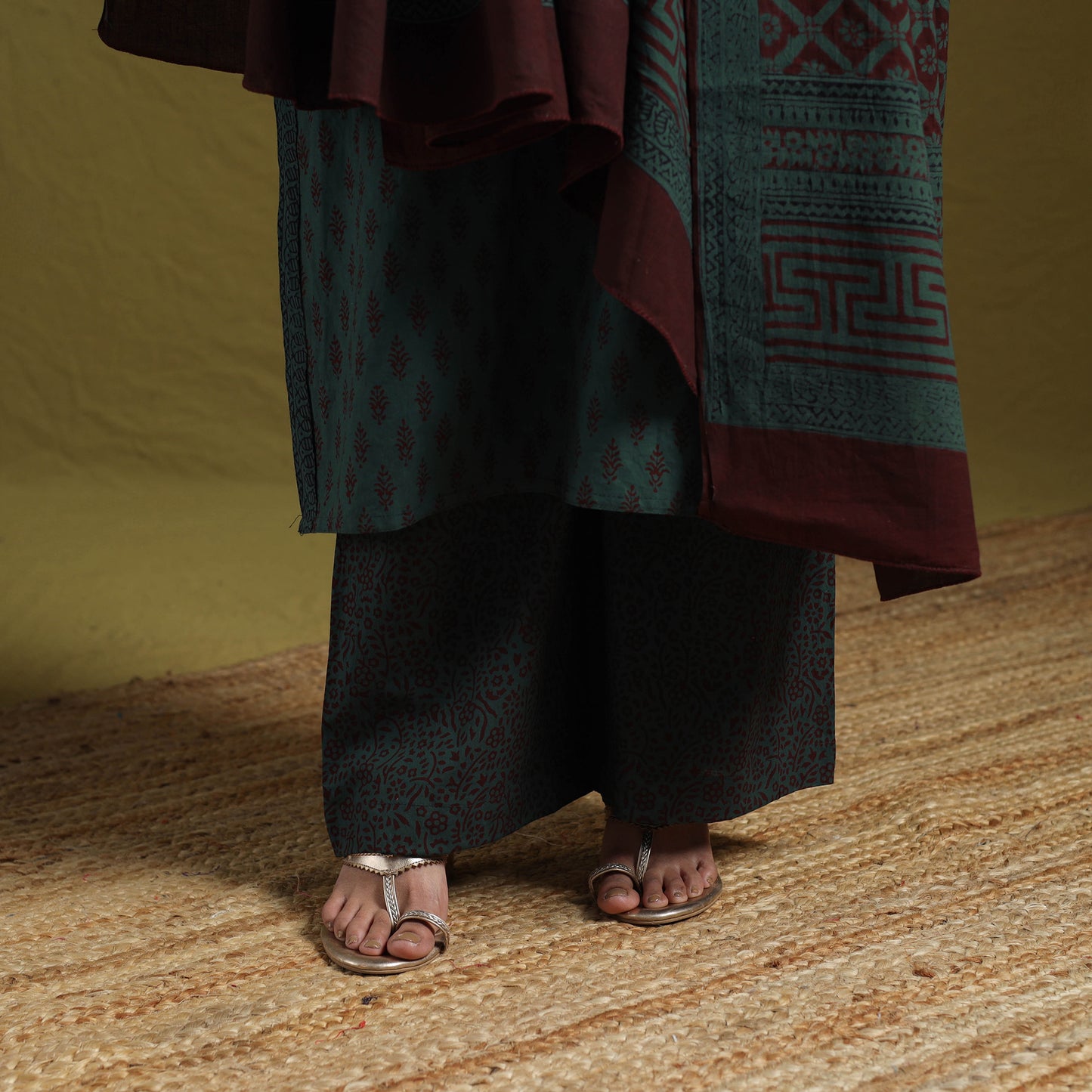 Natural Dyed Hand Block Bagh Print Cotton Suit Set with Dupatta for Women 13