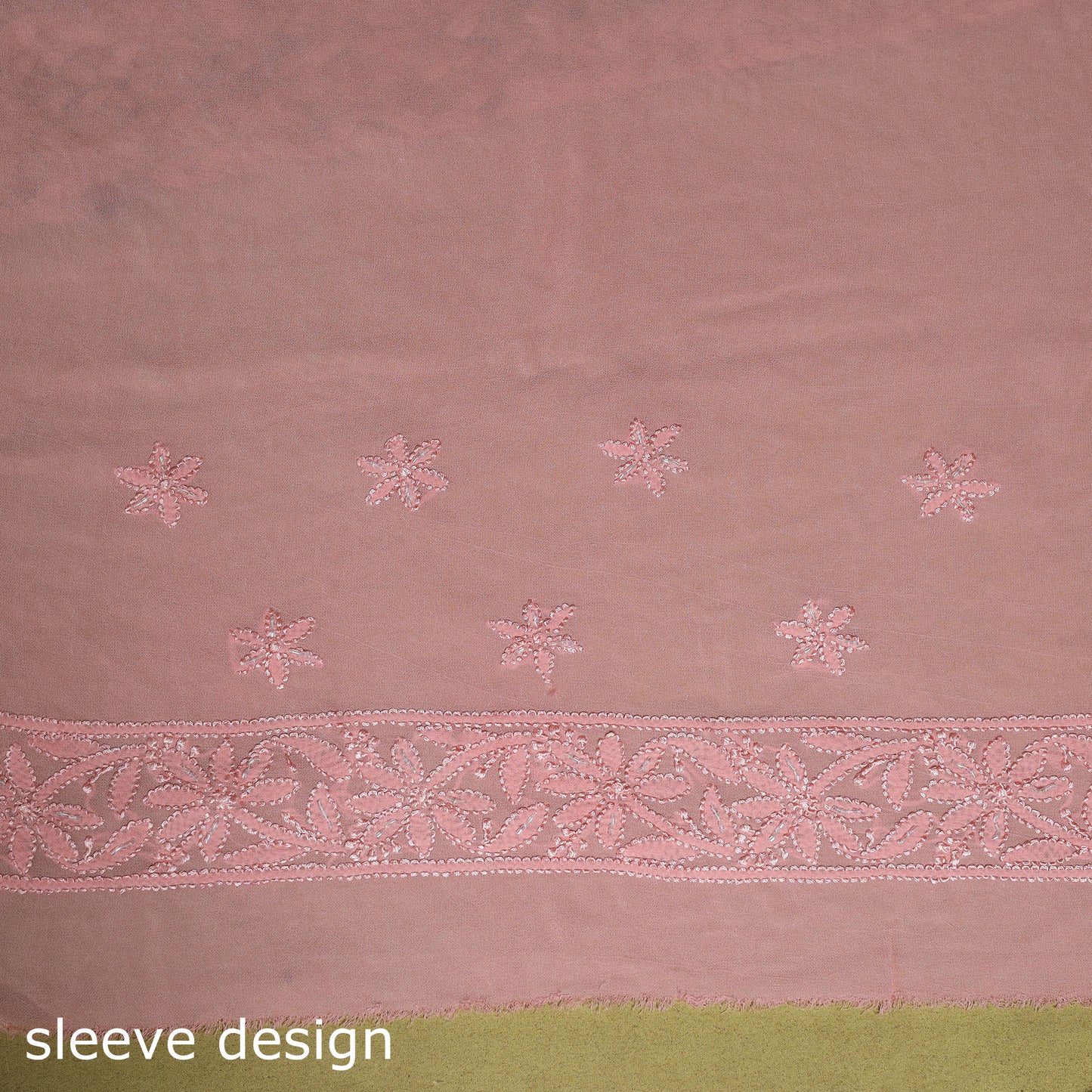 Pink - mukaish hand embroidered georgette heavy beadwork