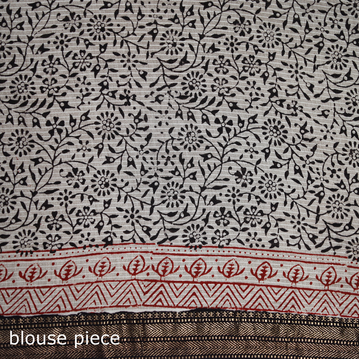 Bagh Hand Block Print Natural Dyed Maheshwari Silk Zari Border Saree 09