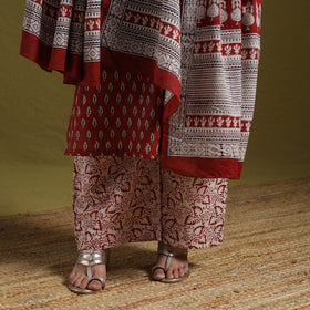 Natural Dyed Hand Block Bagh Print Cotton Suit Set with Dupatta for Women 07