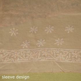 Beige - mukaish hand embroidered georgette heavy beadwork