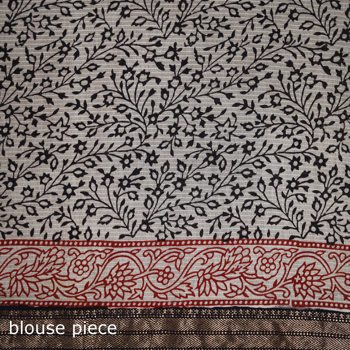 Bagh Hand Block Print Natural Dyed Maheshwari Silk Zari Border Saree 10