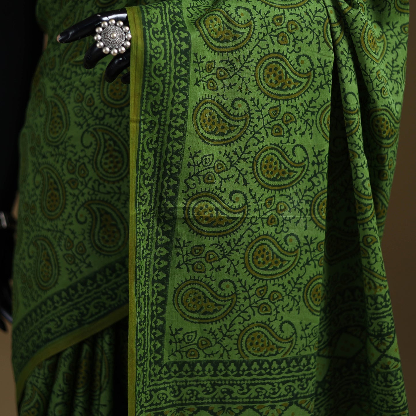 Green - Gamthi Hand Block Print Pure Mul Cotton Saree with Blouse Piece 28