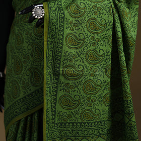 Green - Gamthi Hand Block Print Pure Mul Cotton Saree with Blouse Piece 28