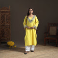 Gota Mirror Work Bandhani Tie-Dye Cotton Straight Long Kurta for Women 10