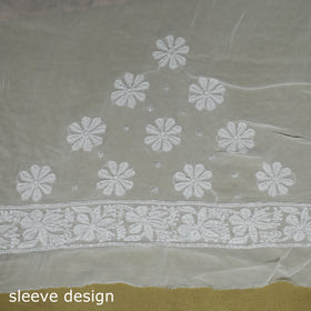 White - mukaish hand embroidered georgette heavy beadwork