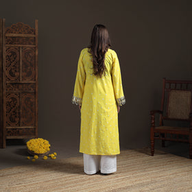 Gota Mirror Work Bandhani Tie-Dye Cotton Straight Long Kurta for Women 10