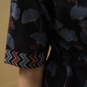 Buy Black Block Print Cotton Flared Short Ajrakh Dress