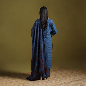 Natural Dyed Hand Block Bagh Print Cotton Suit Set with Dupatta for Women 14