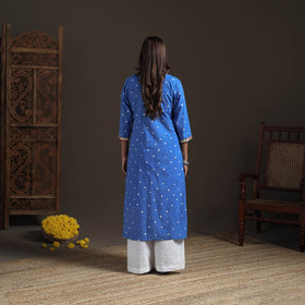 Gota Work Bandhani Tie-Dye Cotton Straight Long Kurta for Women 19