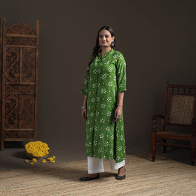 Bandhani Tie-Dye Cotton A-Line Long Kurta for Women 22