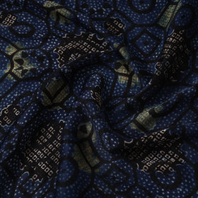 Blue Hand Block Print Modal Silk Ajrakh Fabric