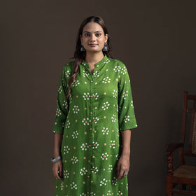 Bandhani Tie-Dye Cotton A-Line Long Kurta for Women 22