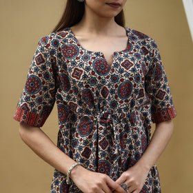 Buy Block Print Cotton Flared Multicolor Short Ajrakh Dress