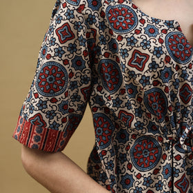 Buy Block Print Cotton Flared Multicolor Short Ajrakh Dress