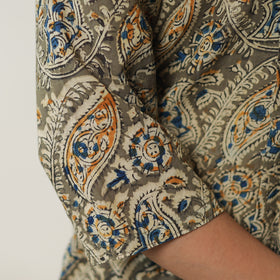 Buy Pedana Kalamkari Block Printed Cotton Pintuck Straight Kurta 16 Online at iTokri.com