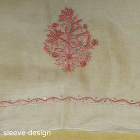 White - hand embroidered organza silk beadwork chikankari