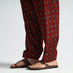 Red - Ajrakh Block Printed Cotton Elasticated Salwar 11