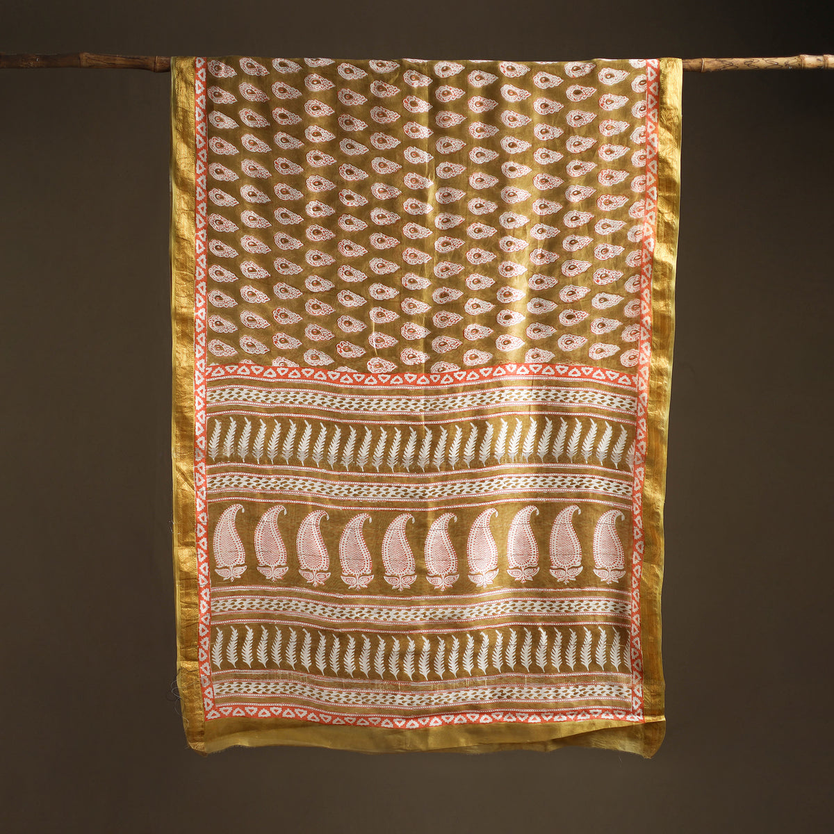 Bagh Hand Block Print Natural Dyed Maheshwari Silk Zari Border Saree 08