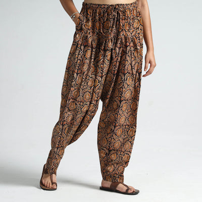 Brown - Kalamkari Block Printed Cotton Elasticated Salwar 17