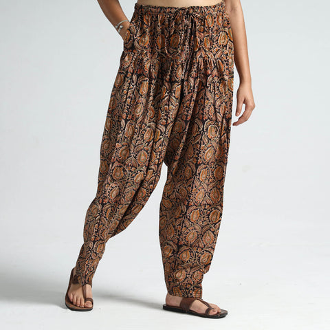 Brown - Kalamkari Block Printed Cotton Elasticated Salwar 17
