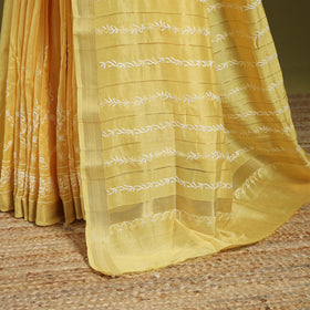 Yellow - hand embroidered chanderi silk zari border