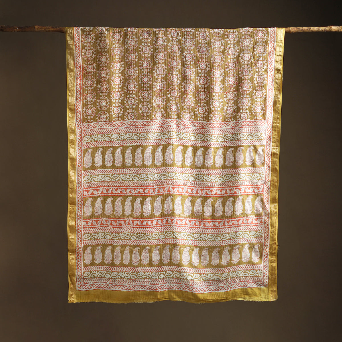 Bagh Hand Block Print Natural Dyed Maheshwari Silk Zari Border Saree 11